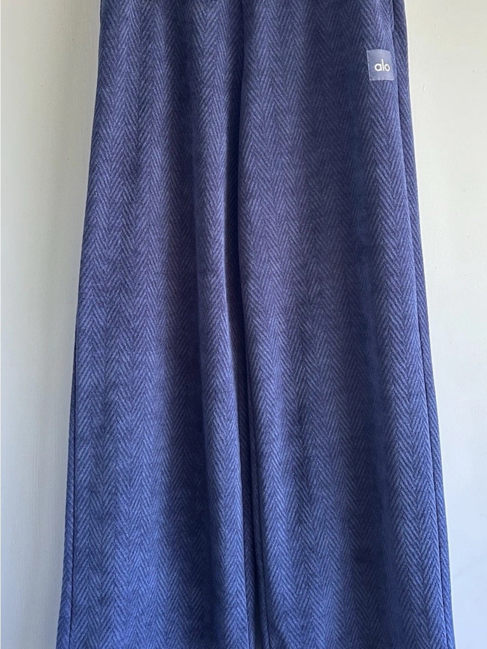 ALO Yoga Navy Herringbone Wide-Leg Track Pants